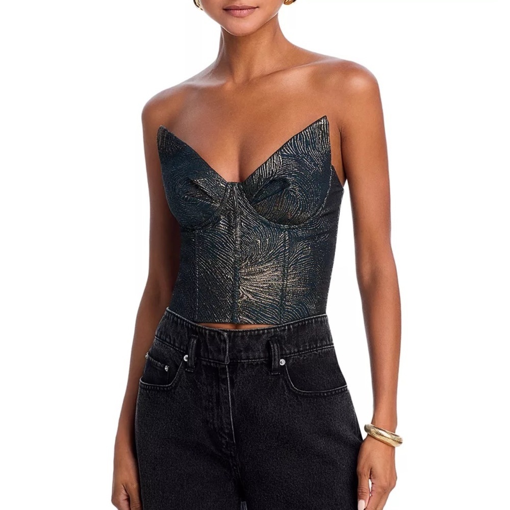 Women’s AQUA x Wicked Emerald Swirl Jacquard Corset Top Costume Size Large